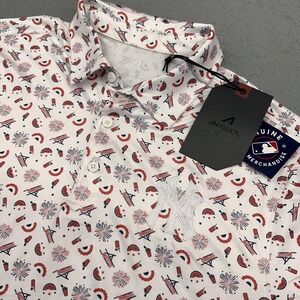 New York Yankees Shirt Mens Medium White MLB Baseball Polo Independence Print